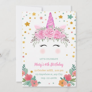 Caticorn Birthday Invitation cati corn invite Inbjudningar