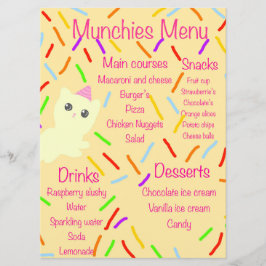 Caticorn Birthday Party Menu Meny