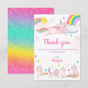 Caticorn Birthday Personlig - tackkort Tack Kort