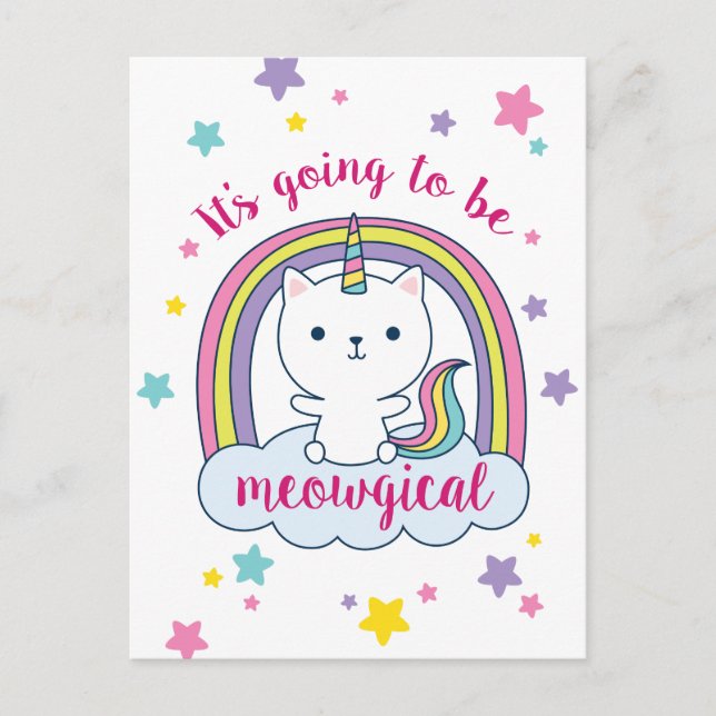 Caticorn | Bjud in vykort | Vit (Framsida)