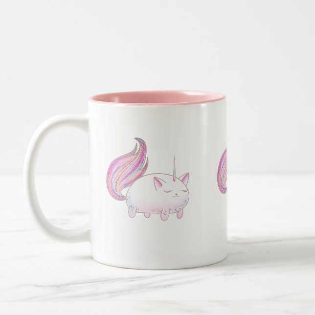 Caticorn i Rosa Två-Tonad Mugg (Vänster)