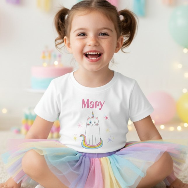 Caticorn Katt Meow-Gical Flicka barn namn T-Shirt (Skapare uppladdad)