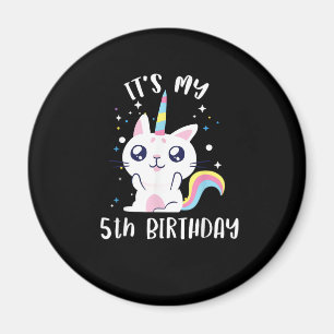 Caticorn Kawaii Katt Enhörning Ålder 5 T-Shirt Magnet