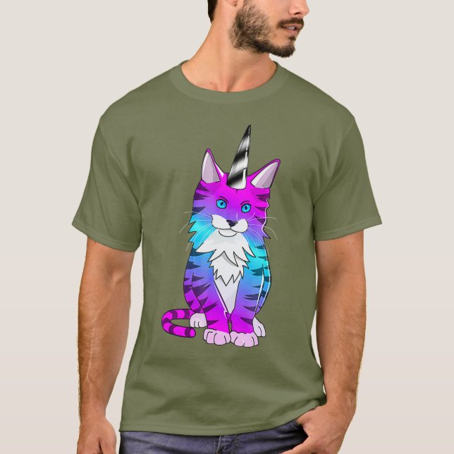 Caticorn Rainbow Meowgical Unicorn Kittycorn T Shirt (Framsida)