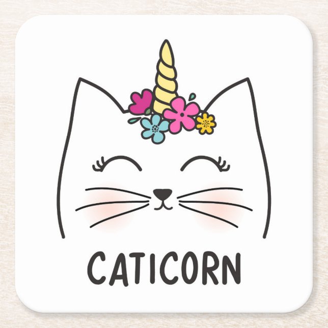 Caticorn Underlägg Papper Kvadrat (Framsidan)