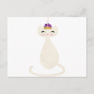 Caticorn unicorn cat with princess krona vykort
