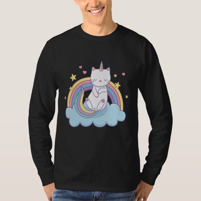 Caticorn with Rainbow Kittycorn T Shirt (Framsida)