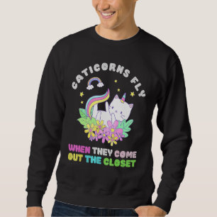 Caticorns flyger när de Komar ut ur garderoben Lång Ärmad Tröja