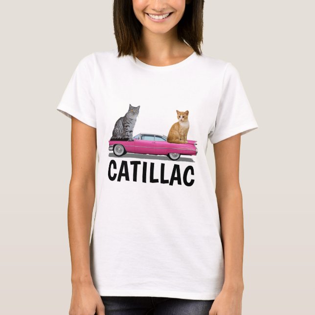 CATILLAC CAT ROSA CLASSIC CAR T-SHIRTS (Framsida)