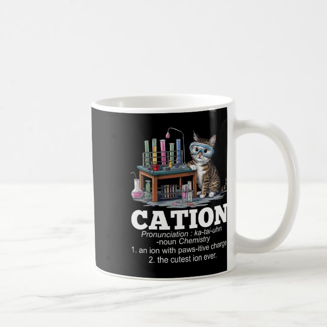 Cation Chemistry Humor Science Teacher Cat Pun Rol Kaffemugg (Höger)