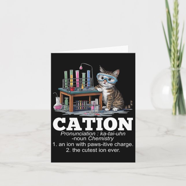Cation Chemistry Humor Science Teacher Cat Pun Rol Kort (Framsida)