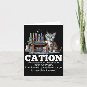 Cation Chemistry Humor Science Teacher Cat Pun Rol Kort