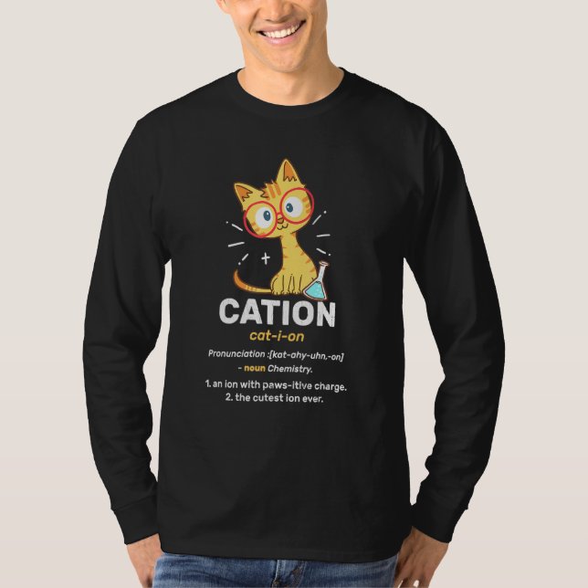 Cation Cute Science Cat Pawsitive Inslag Chemistr T Shirt (Framsida)