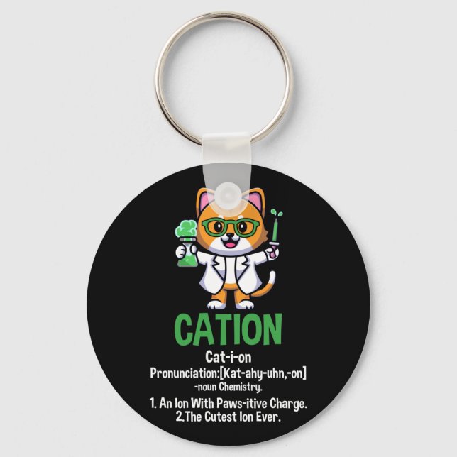 Cation Cute Science Pawsitive Inslag kemi Nyckelring (Framsida)