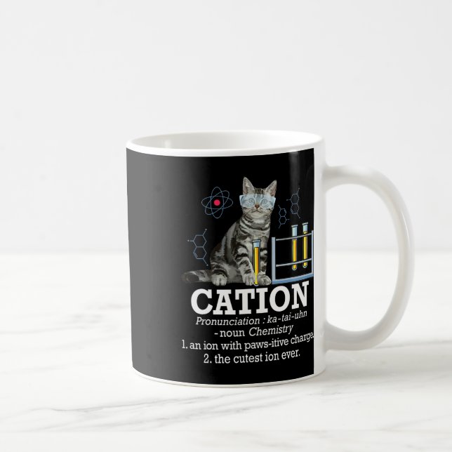 Cation - Funny Chemistry Humor Science Teacher Cat Kaffemugg (Höger)