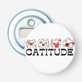 Catitude Button Bottle Opener – Kawaii Cat Design  Flasköppnare