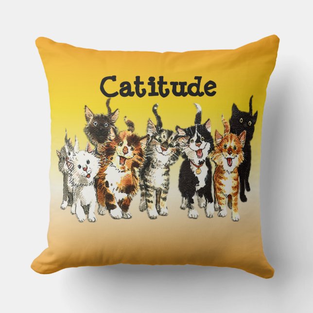 Catitude Cute Kattunge Dekorativ kudde (Framsida)