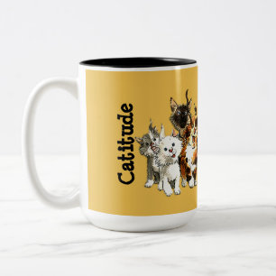 Catitude Cute Kattunge Gult Coffee Mugg