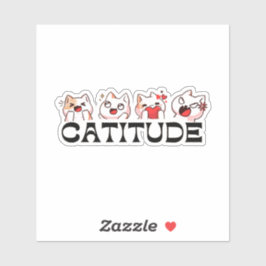 Catitude Stickers – Four Kawaii Cat Moods 🐾💖 Klistermärken