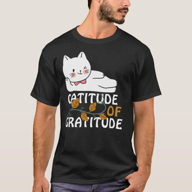 Catitude thanksgiving cat t shirt (Framsida)