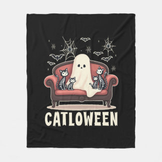 Catloween Ghost Halloween Fleecefilt
