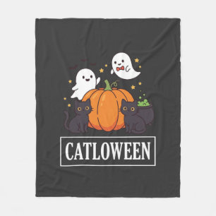Catloween Roligt Halloween Katt Spöktomte Pumpa De Fleecefilt