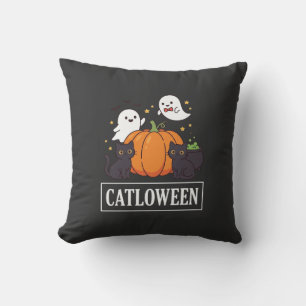 Catloween Roligt Halloween Katt Spöktomte Pumpa De Kudde