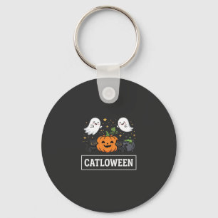 Catloween Söt Spök Katt Halloween Design_1 Nyckelring
