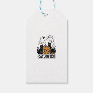 Catloween Vintage Spök Katt Halloween Tröja Design Presentetikett