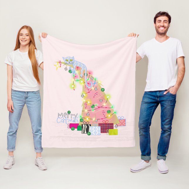 Catmas Träd jul Fleece Blanket (På plats)