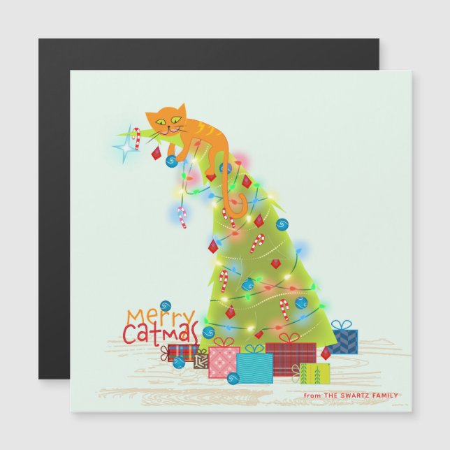 Catmas Träd Magnetic-julkort (Fram/baksida)