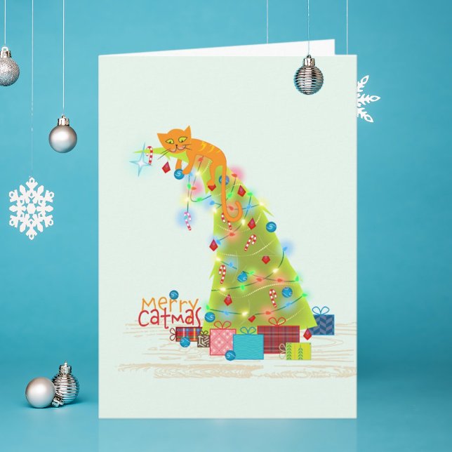 Catmus Träd julkort Tack Kort (Skapare uppladdad)