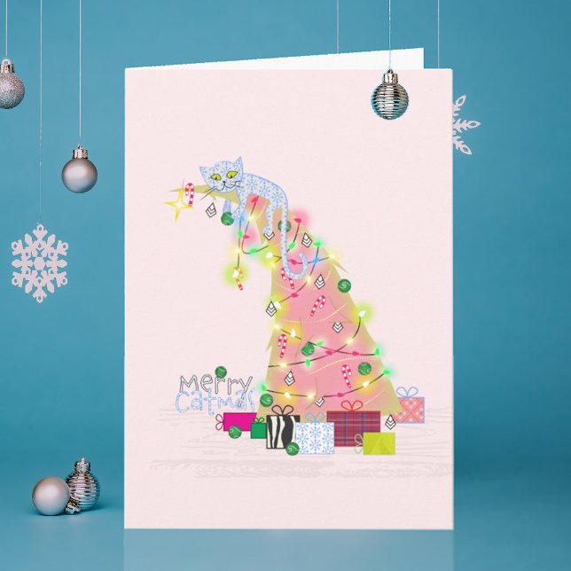 Catmus Träd julkort Tack Kort (Skapare uppladdad)
