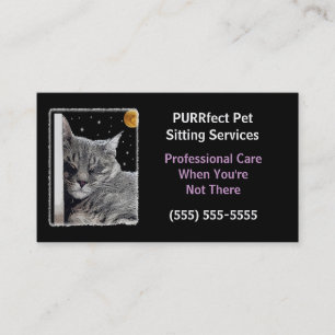 Catnap Pet Sitta Business Lila and Black Visitkort