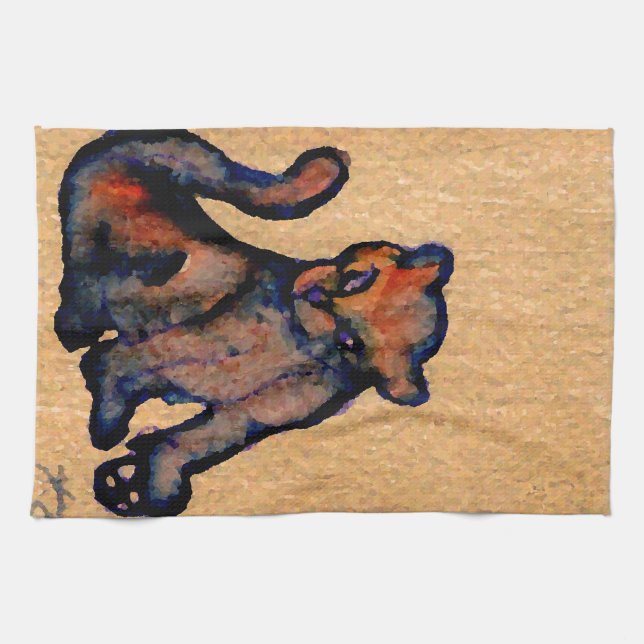 Catness för Katt-itudekattkonst inställning av Kökshandduk (Horisontell)