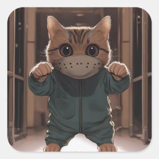 CatNibal Söt Halloween Katt Fyrkantigt Klistermärke