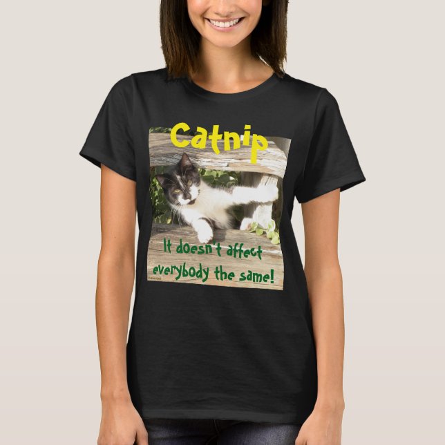"Catnip", cats, funny, humor, cute, gift  T Shirt (Framsida)