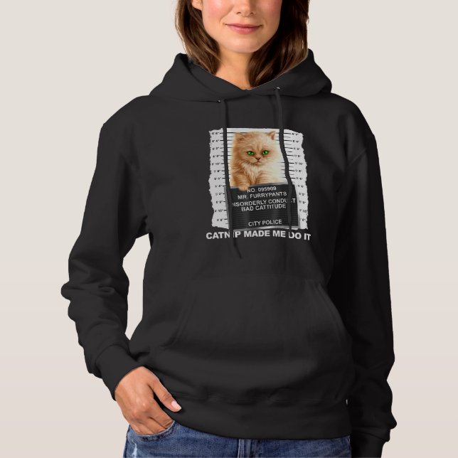 Catnip fick mig att göra det, Cat Mugshot Kitten C T Shirt (Framsida)