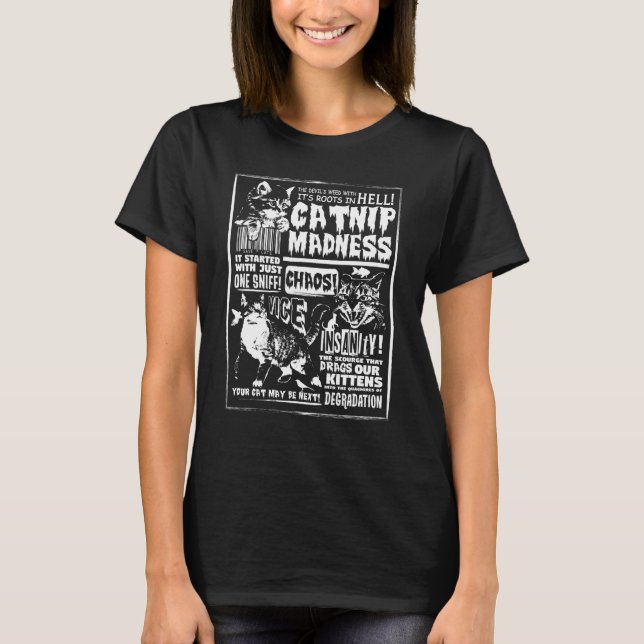 Catnip Madness Cute Kitten Cat   for Cat Owners T Shirt (Framsida)