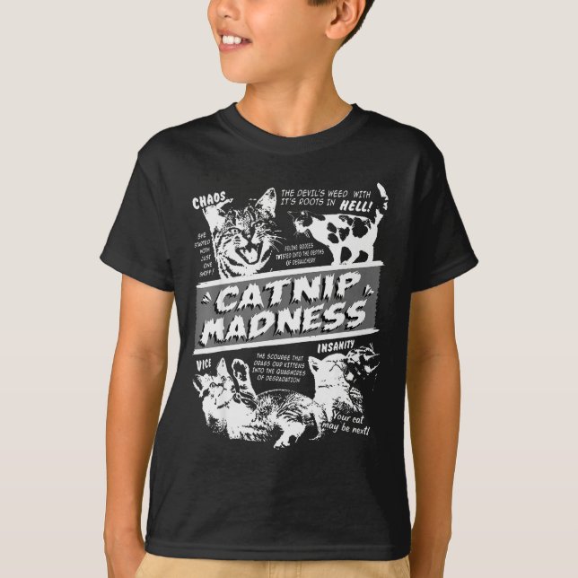 Catnip Madness Cute Kitten Funny Cat Pet Humor  T Shirt (Framsida)