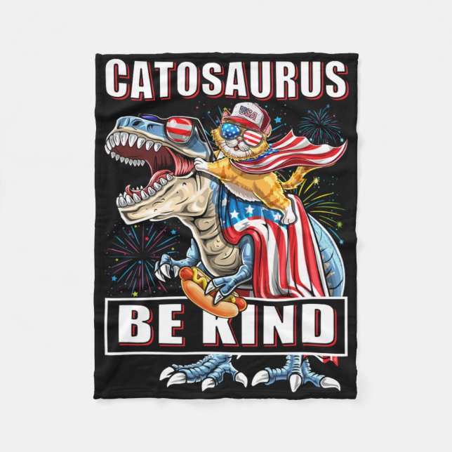 Catosaurus Funny Cat Dinosaur Meowica Fleecefilt (Framsidan)