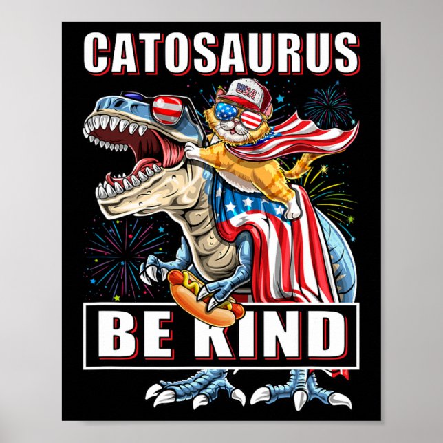 Catosaurus Funny Cat Dinosaur Meowica Poster (Framsidan)