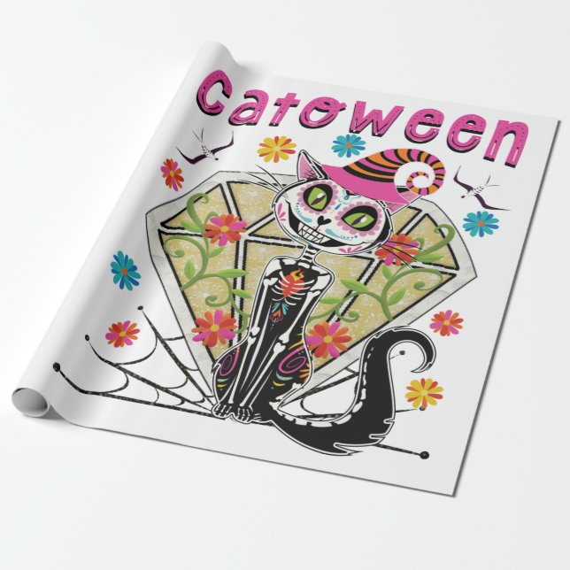 Catoween Halloween Presentpapper (Utrullad)
