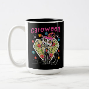 Catoween Halloween Två-Tonad Mugg