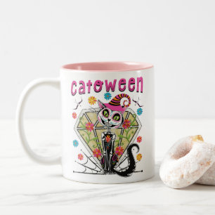 Catoween Halloween Två-Tonad Mugg