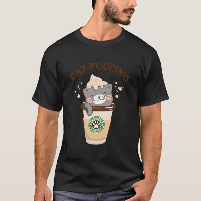Catpuccino Cat In A Coffee Cat Pun Cat T Shirt (Framsida)