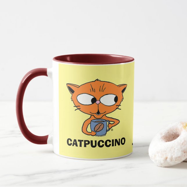 CATPUCCINO Cat Pun Humoral kaffe Mugg (Med munk)