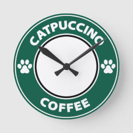 Catpuccino Coffee Rund Klocka