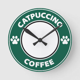 Catpuccino Coffee Rund Klocka