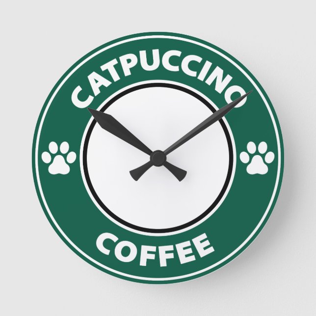 Catpuccino Coffee Rund Klocka (Framsida)